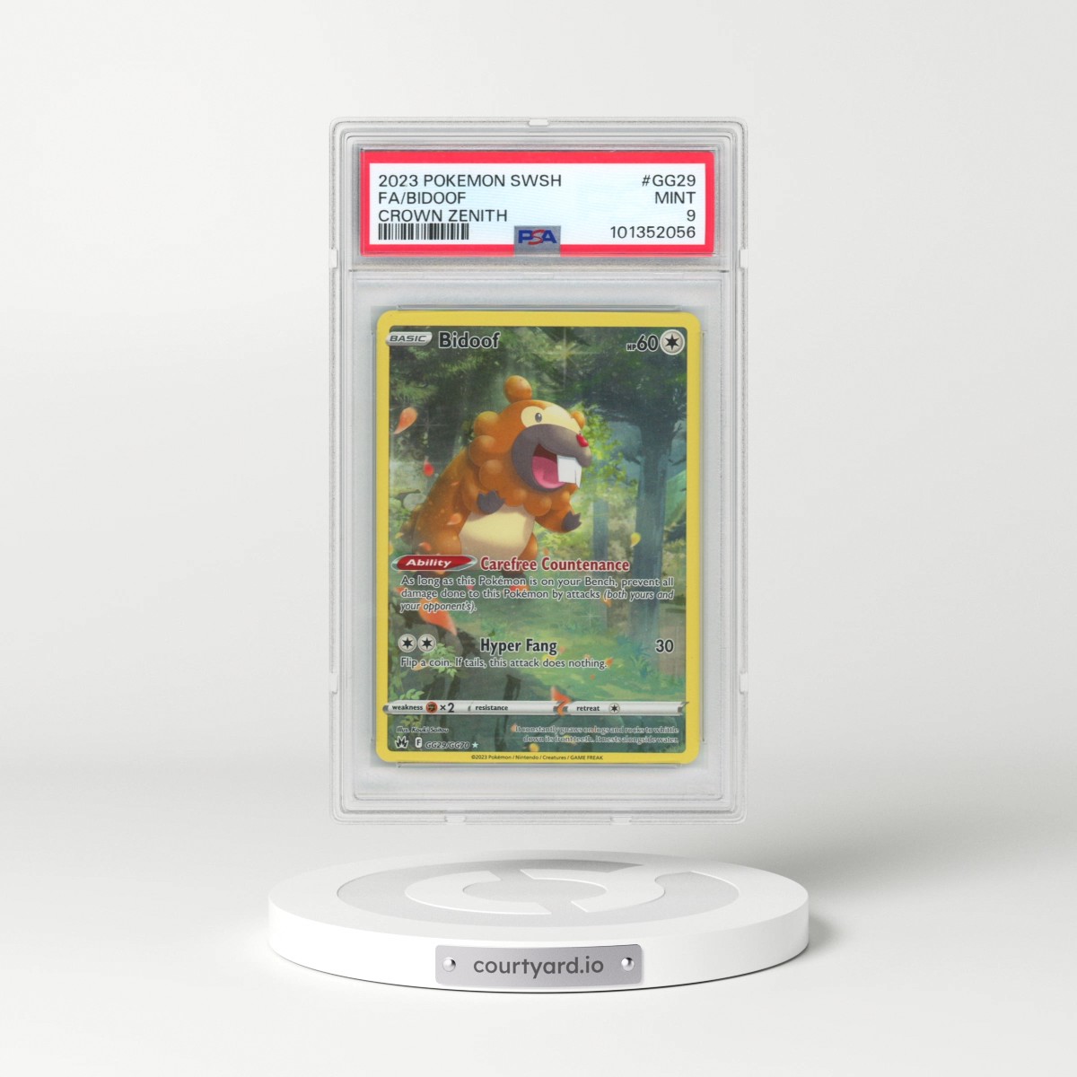 2023 Pokémon Sword and Shield Crown Zenith #GG29 Bidoof - Full Art (PSA 9 MINT)