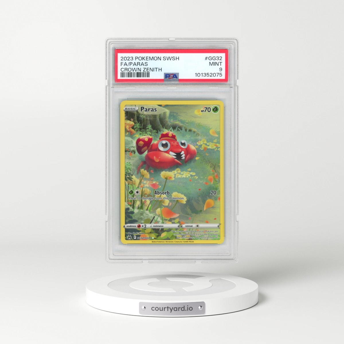 2023 Pokémon Sword and Shield Crown Zenith #GG32 Paras - Full Art (PSA 9 MINT)