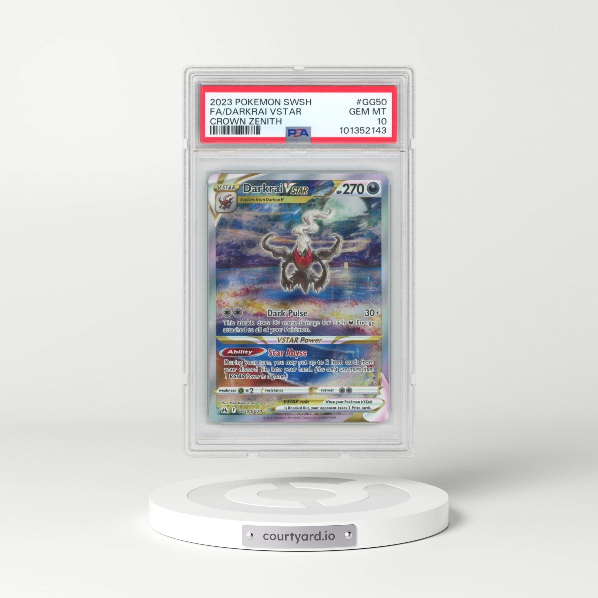 2023 Pokémon Sword and Shield Crown Zenith #GG50 Darkrai Vstar - Full Art (PSA 10 GEM MINT)
