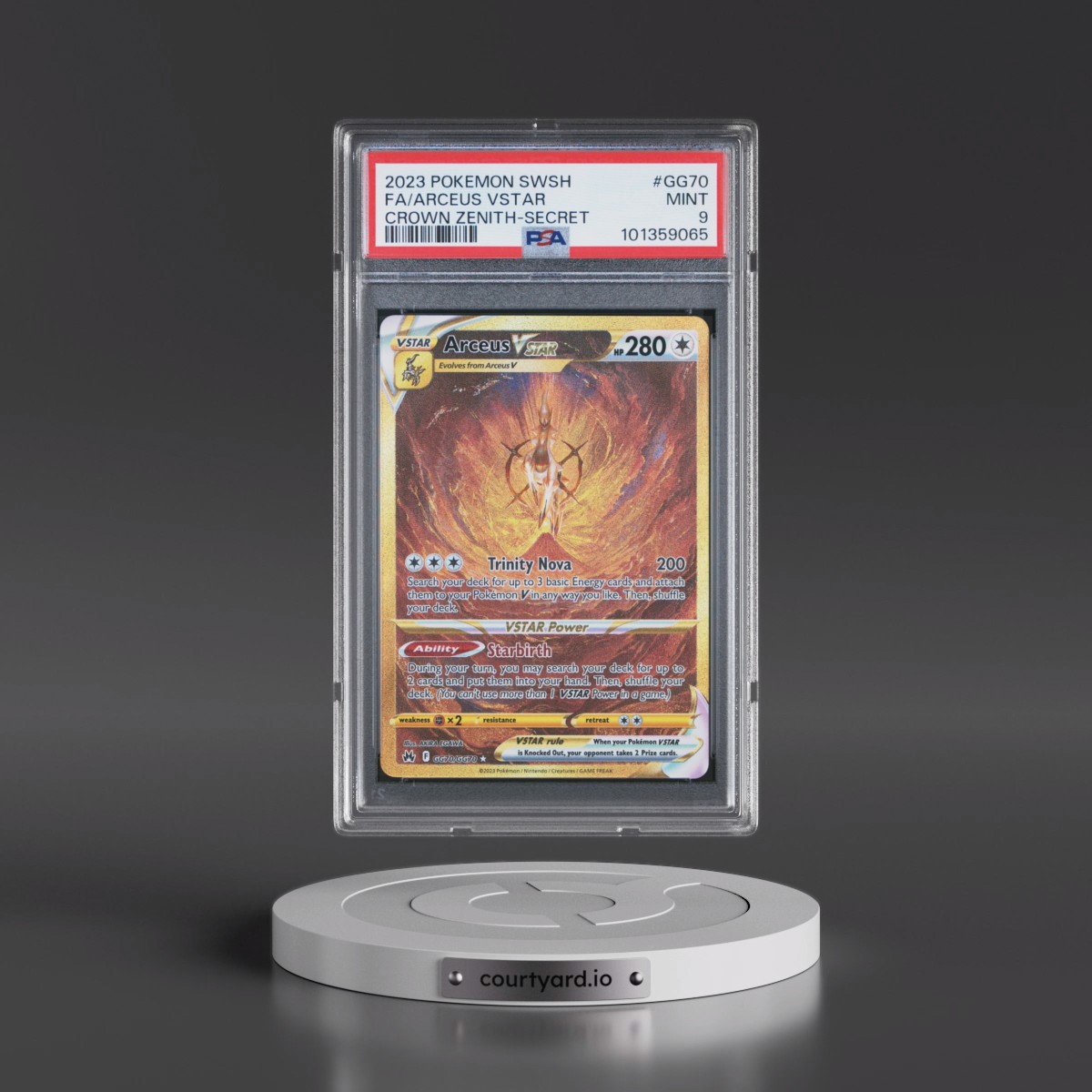 2023 Pokémon Sword and Shield Crown Zenith #GG70 Arceus Vstar - Full Art Secret (PSA 9 MINT)