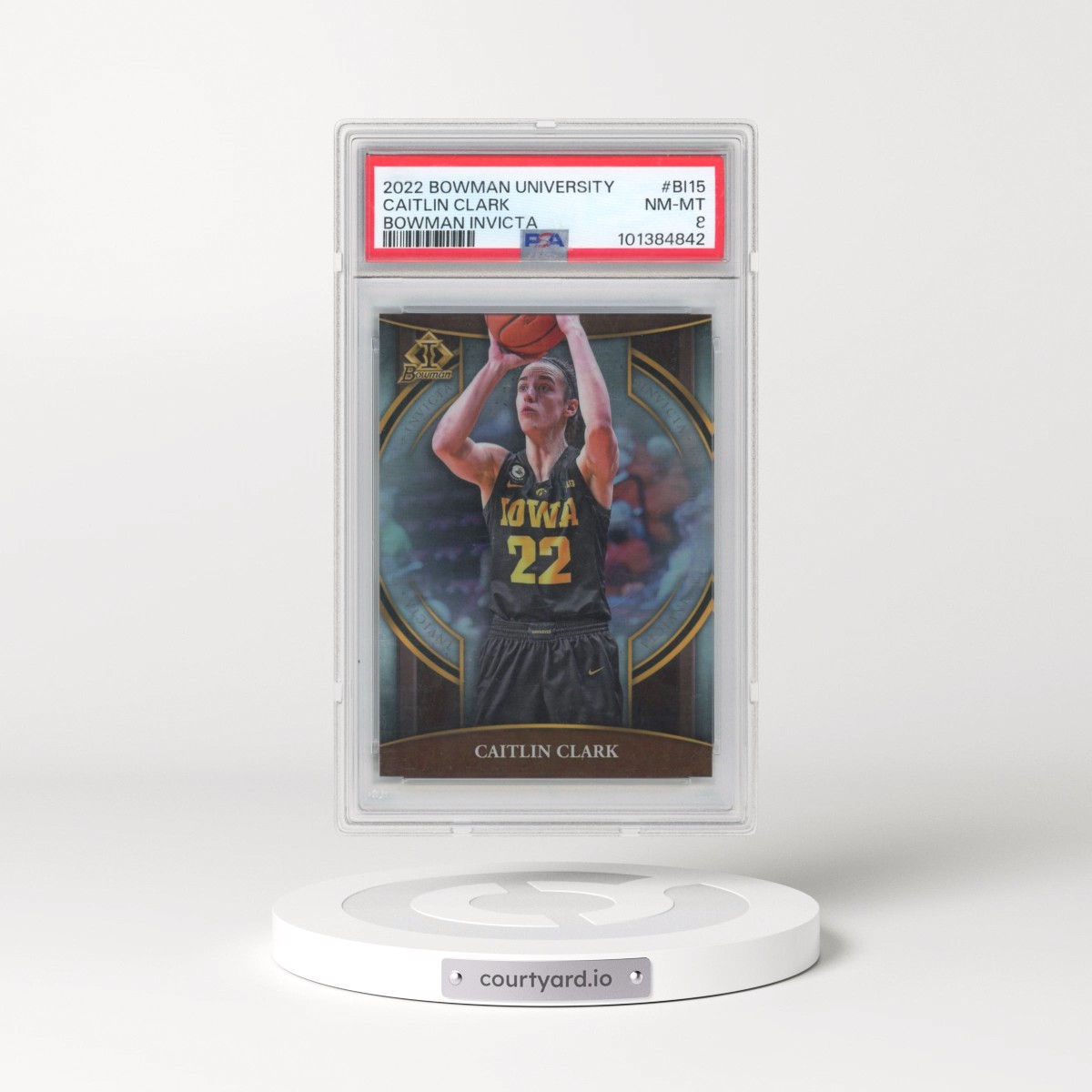 2022 Bowman Chrome University Bowman Invicta #BI15 Caitlin Clark (PSA 8 NM-MT)
