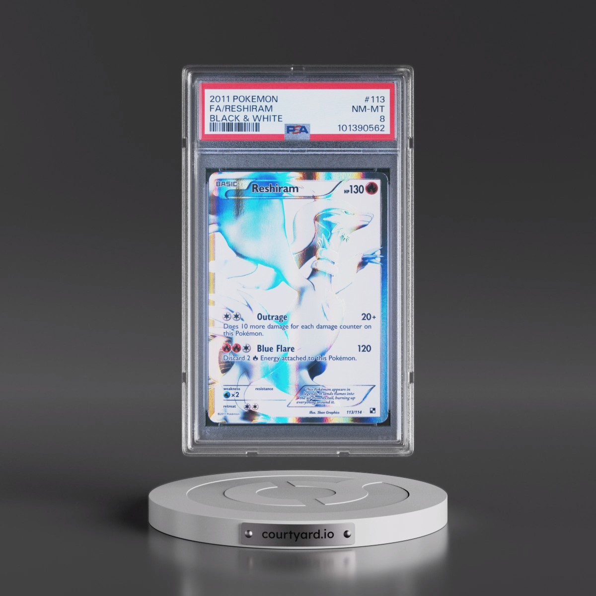 2011 Pokémon Black & White #113 Reshiram - Full Art (PSA 8 NM-MT)