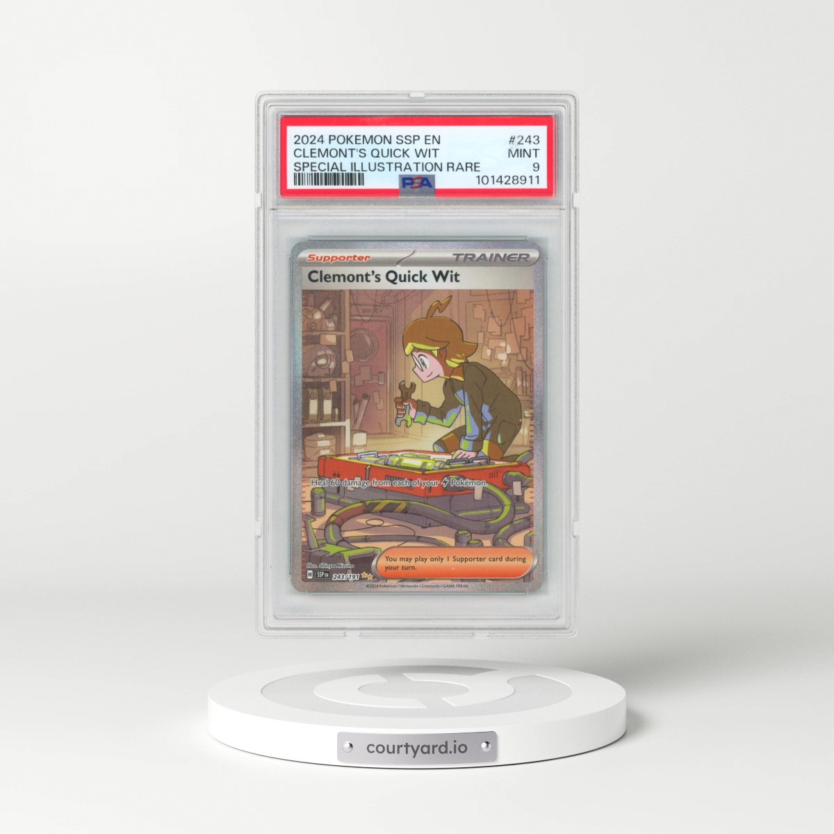 2024 Pokémon Ssp EN-Surging Sparks #243 Clemont's Quick Wit - Special Illustration Rare (PSA 9 MINT)