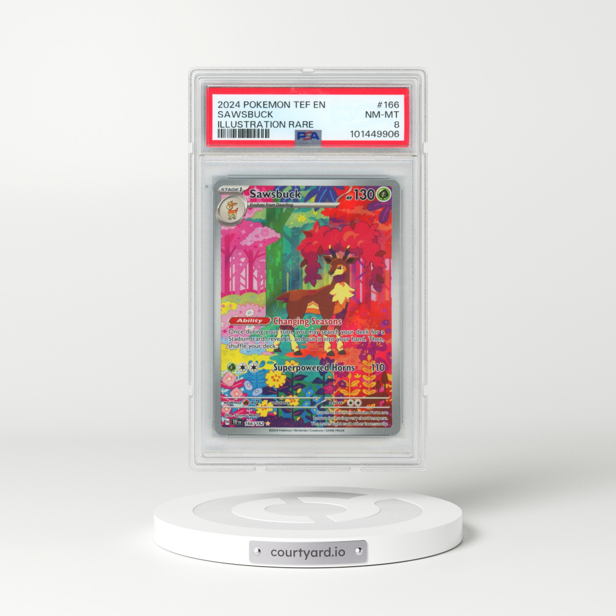 2024 Pokémon Tef EN-Temporal Forces #166 Sawsbuck - Illustration Rare (PSA 8 NM-MT)