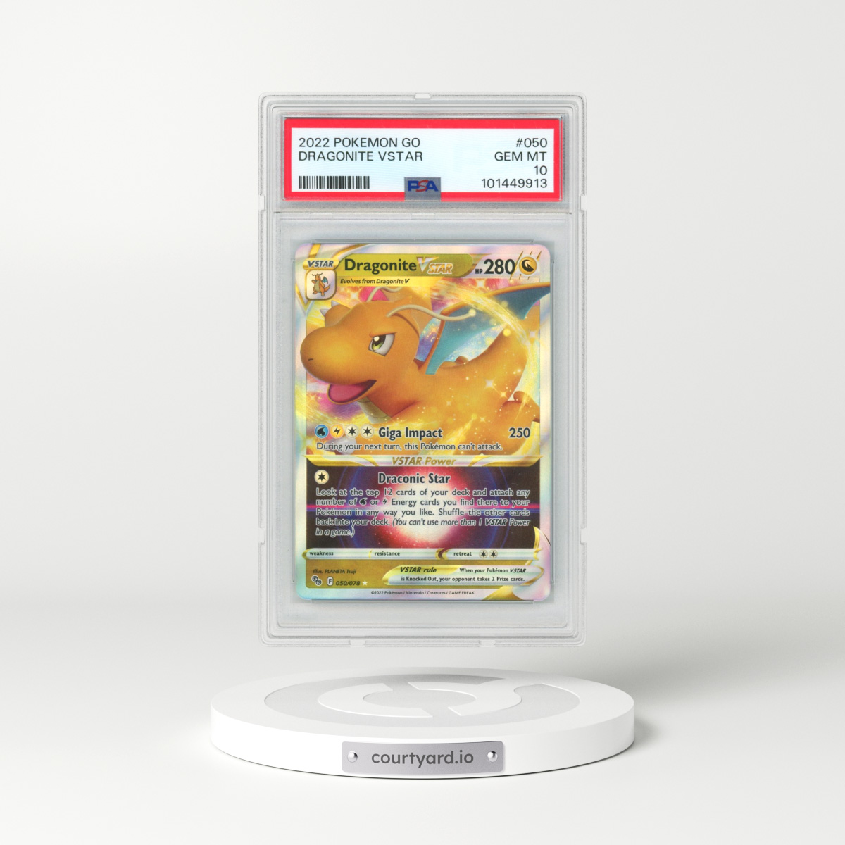 2022 Pokémon Go #050 Dragonite Vstar (PSA 10 GEM MINT)