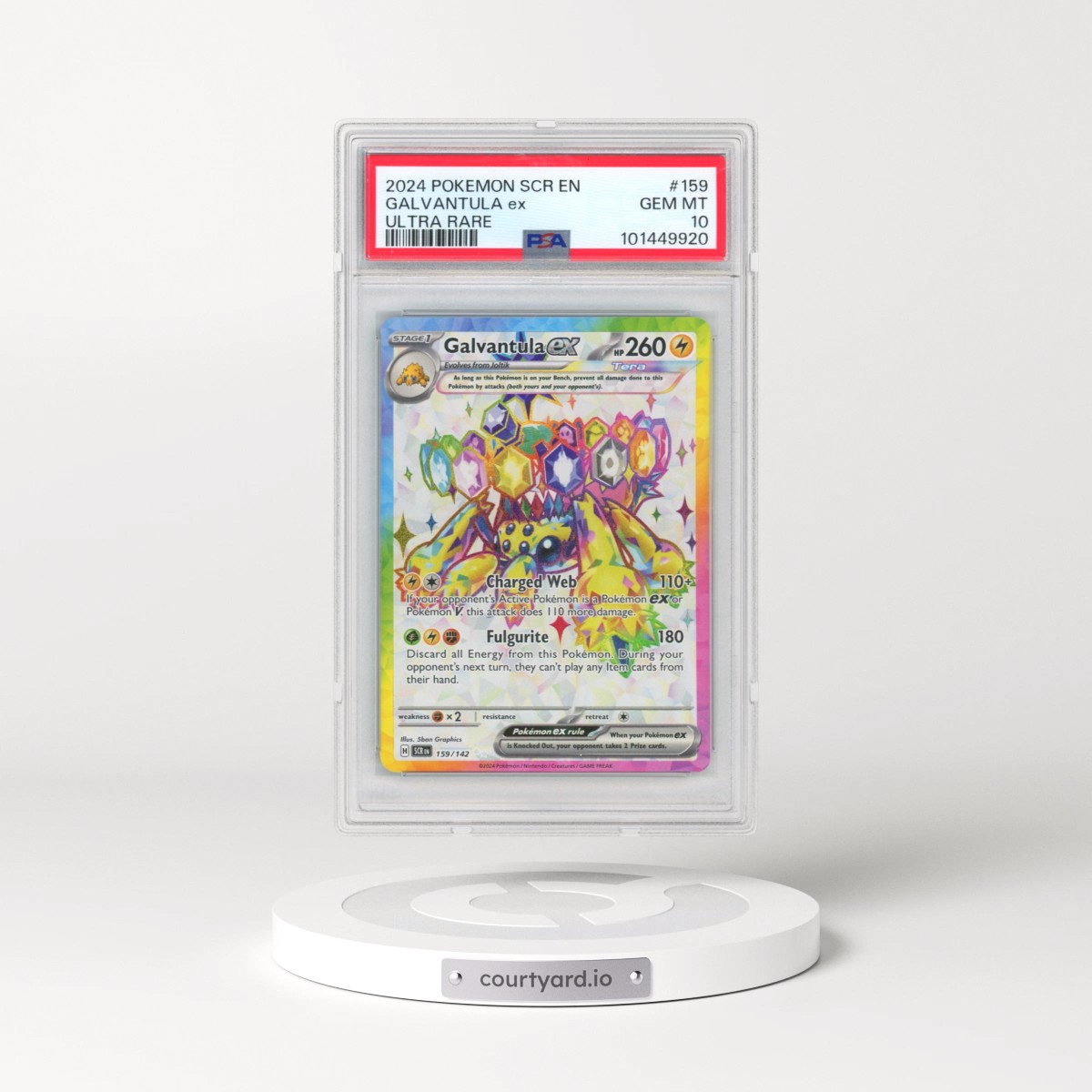 2024 Pokémon Scr EN-Stellar Crown #159 Galvantula EX - Holo Ultra Rare (PSA 10 GEM MINT)
