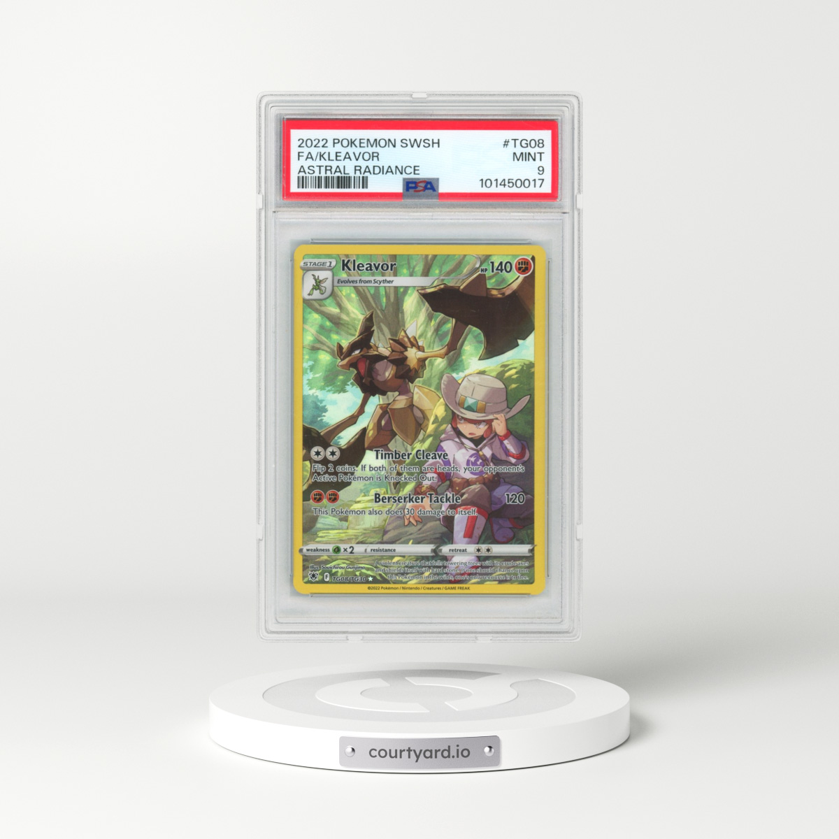 2022 Pokémon Sword & Shield Astral Radiance #TG08 Kleavor - Full Art (PSA 9 MINT)