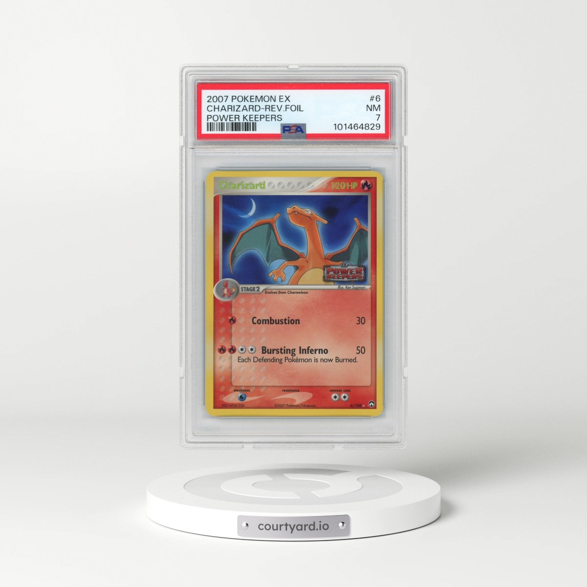 2007 Pokémon EX Power Keepers #6 Charizard - Reverse Foil (PSA 7 NM)