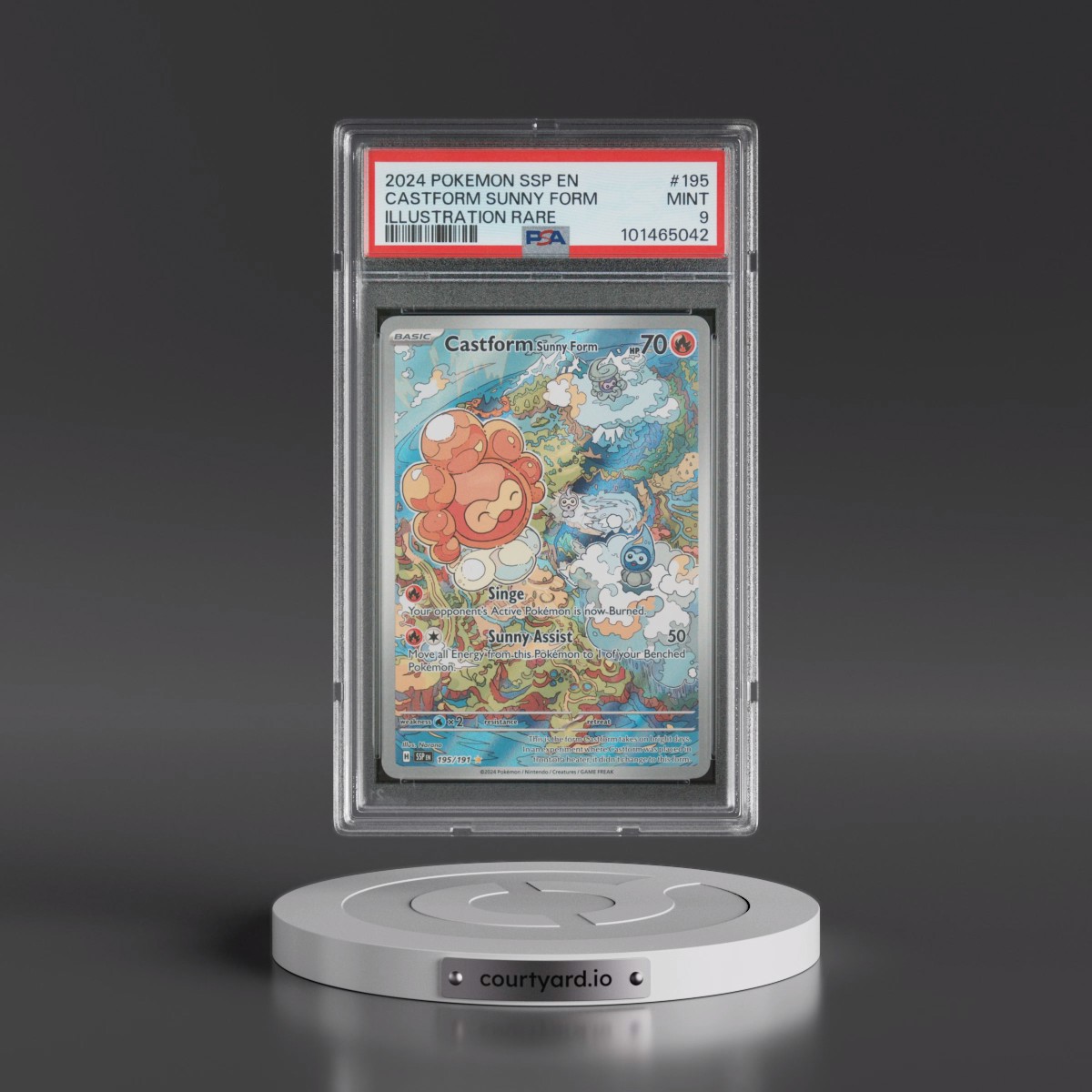 2024 Pokémon Ssp EN-Surging Sparks #195 Castform Sunny Form - Illustration Rare (PSA 9 MINT)