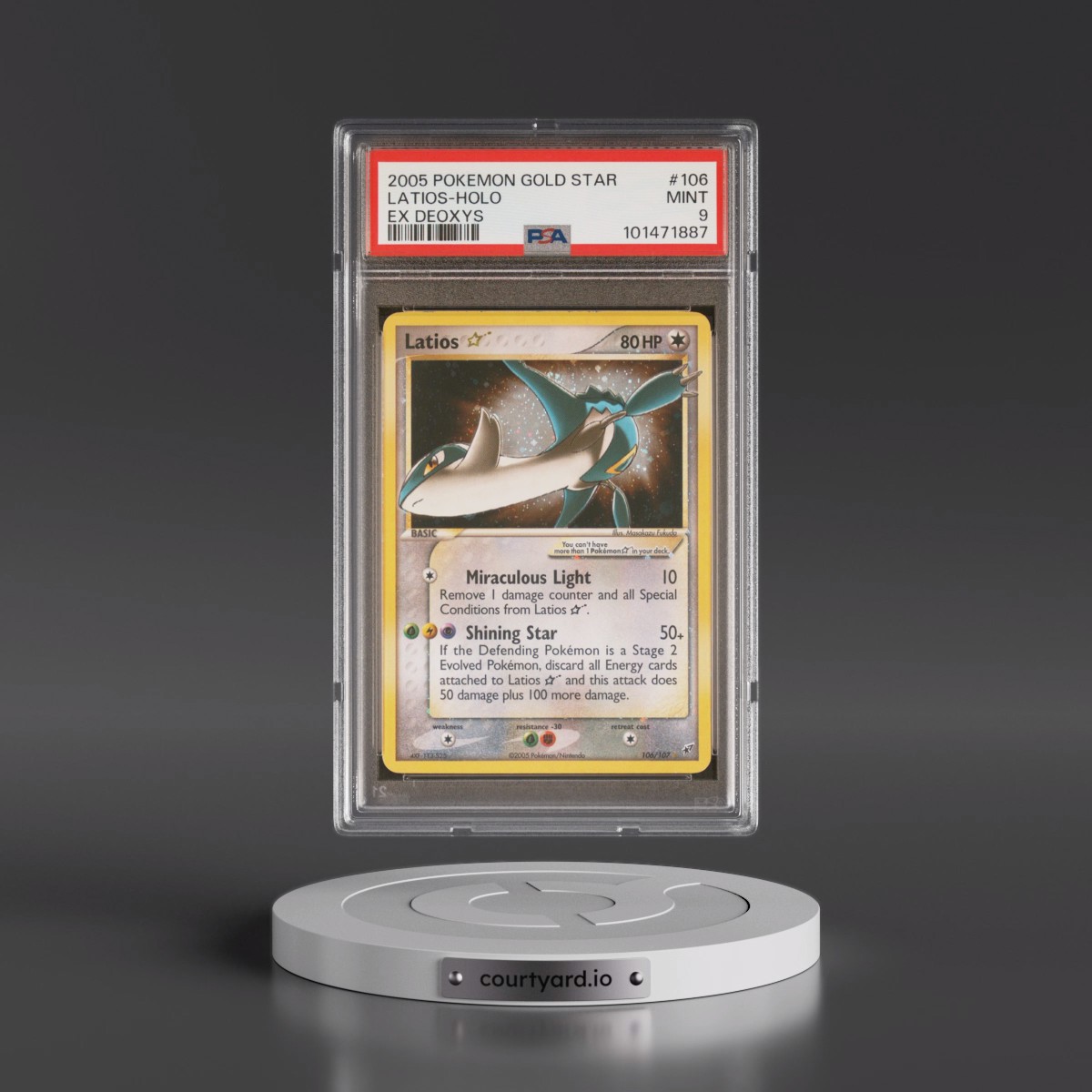 2005 Pokémon EX Deoxys #106 Latios - Holo Gold Star (PSA 9 MINT)