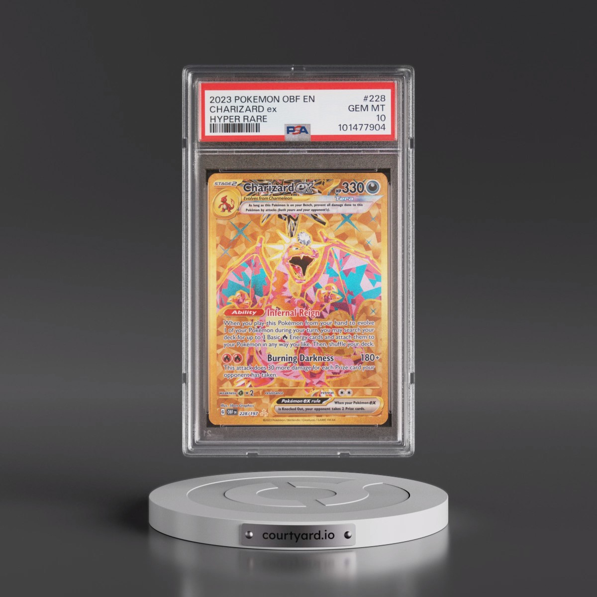 2023 Pokémon Obf EN-Obsidian Flames #228 Charizard EX - Holo Hyper Rare (PSA 10 GEM MINT)
