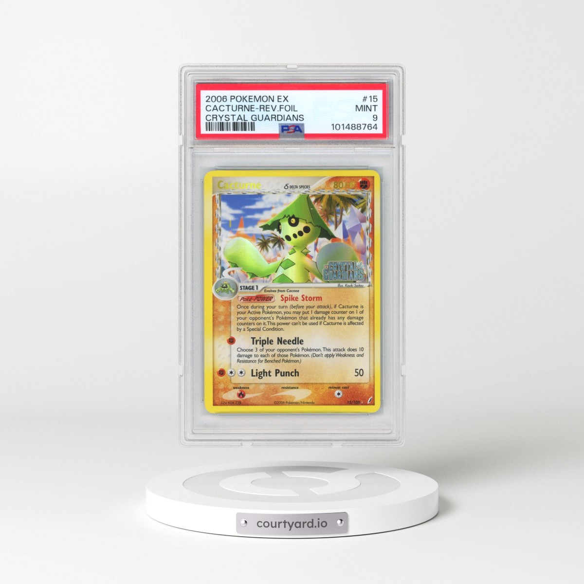2006 Pokémon EX Crystal Guardians #15 Cacturne - Reverse Foil (PSA 9 MINT)