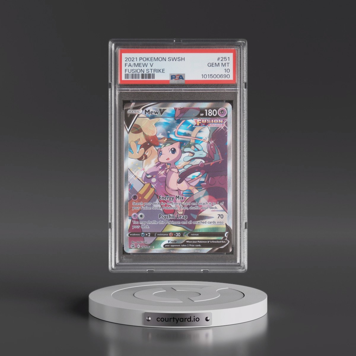 2021 Pokémon Sword & Shield Fusion Strike #251 Mew V - Holo Full Art (PSA 10 GEM MINT)
