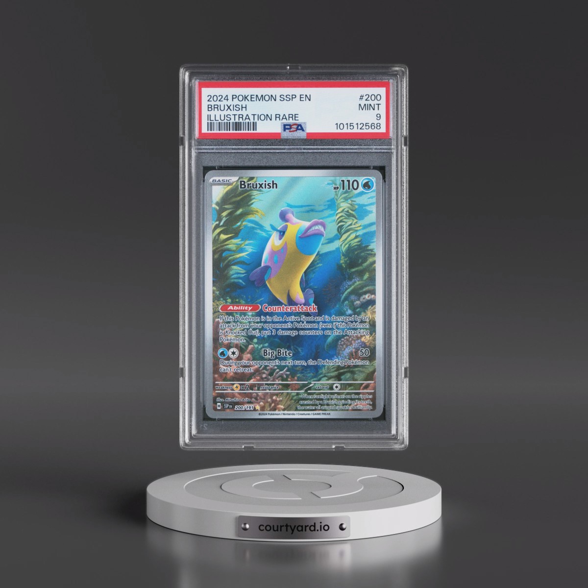 2024 Pokémon Ssp EN-Surging Sparks #200 Bruxish - Illustration Rare (PSA 9 MINT)