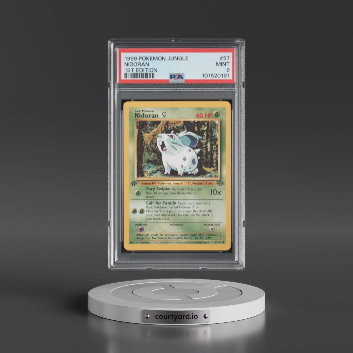 1999 Pokémon Jungle #57 Nidoran - 1st Edition (PSA 9 MINT)
