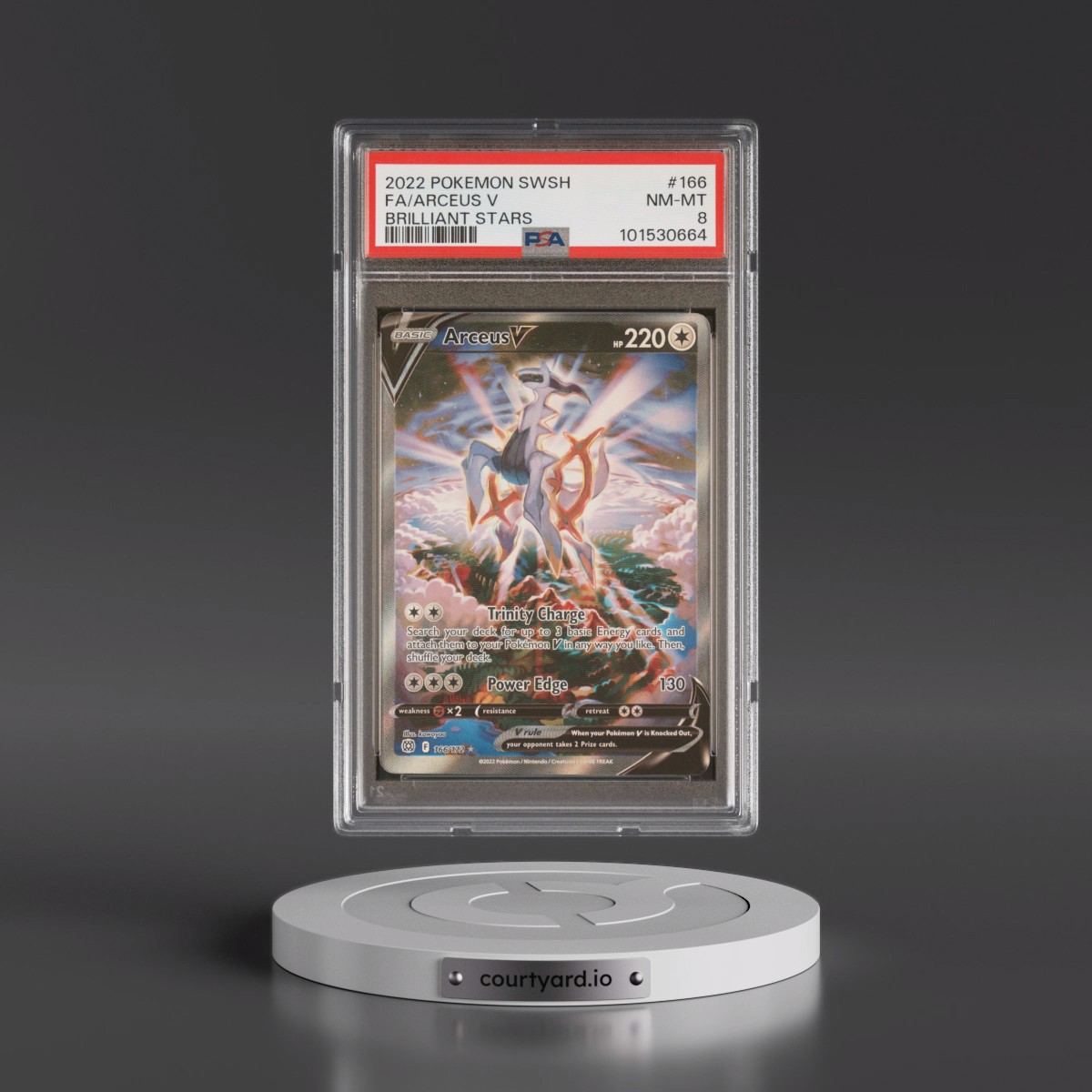 2022 Pokémon Sword & Shield Brilliant Stars #166 Arceus V - Holo Full Art (PSA 8 NM-MT)