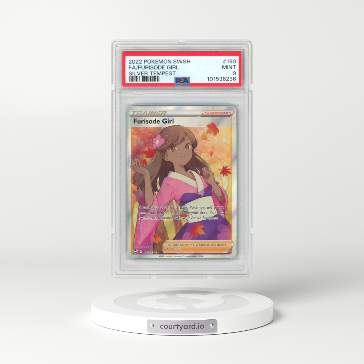 2022 Pokémon Sword & Shield Silver Tempest #190 Furisode Girl - Full Art (PSA 9 MINT)