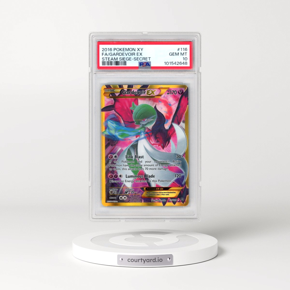 2016 Pokémon XY Steam Siege #116 Gardevoir EX - Holo Full Art Secret (PSA 10 GEM MINT)