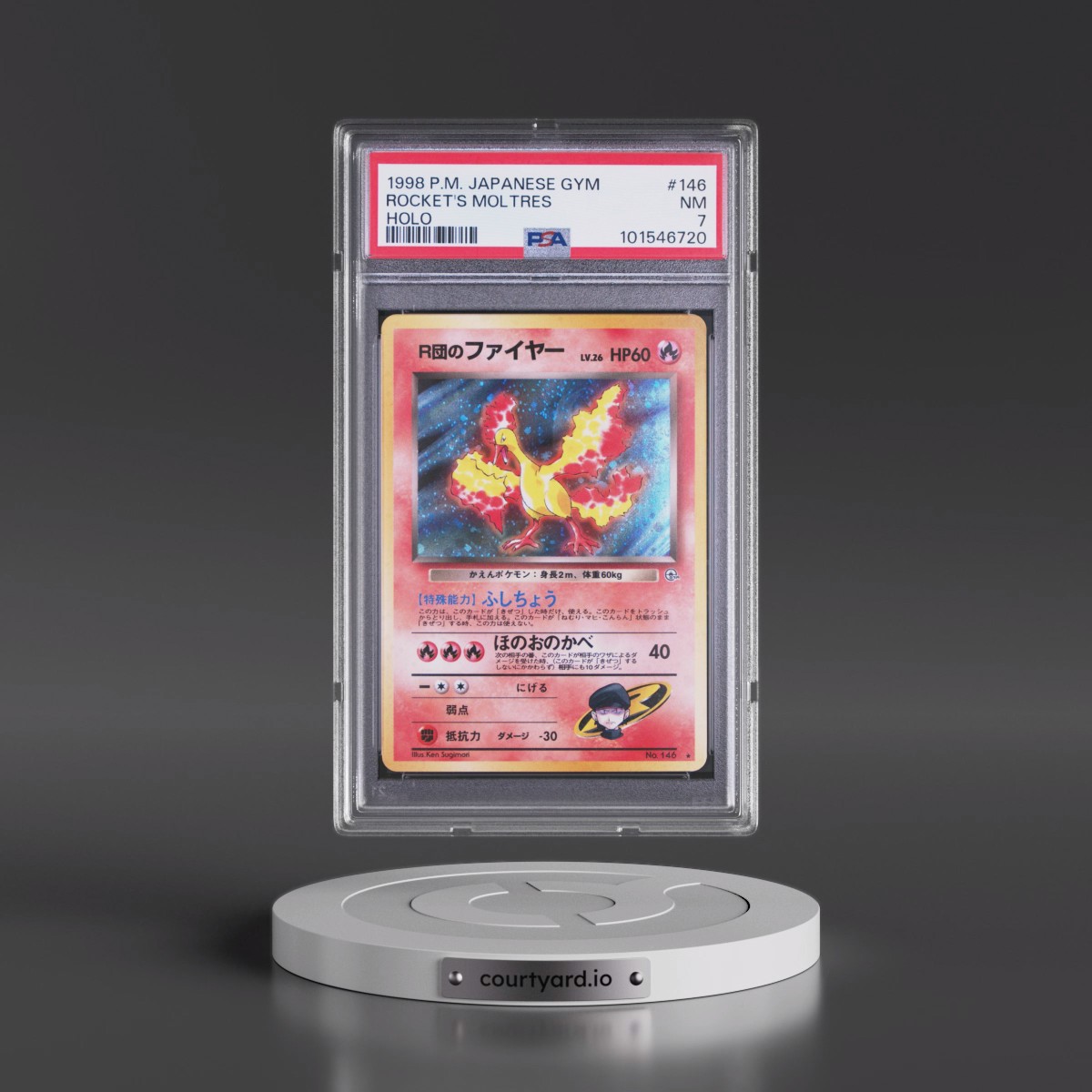1998 Pokémon Gym #146 Rocket's Moltres - Holo (PSA 7 NM)