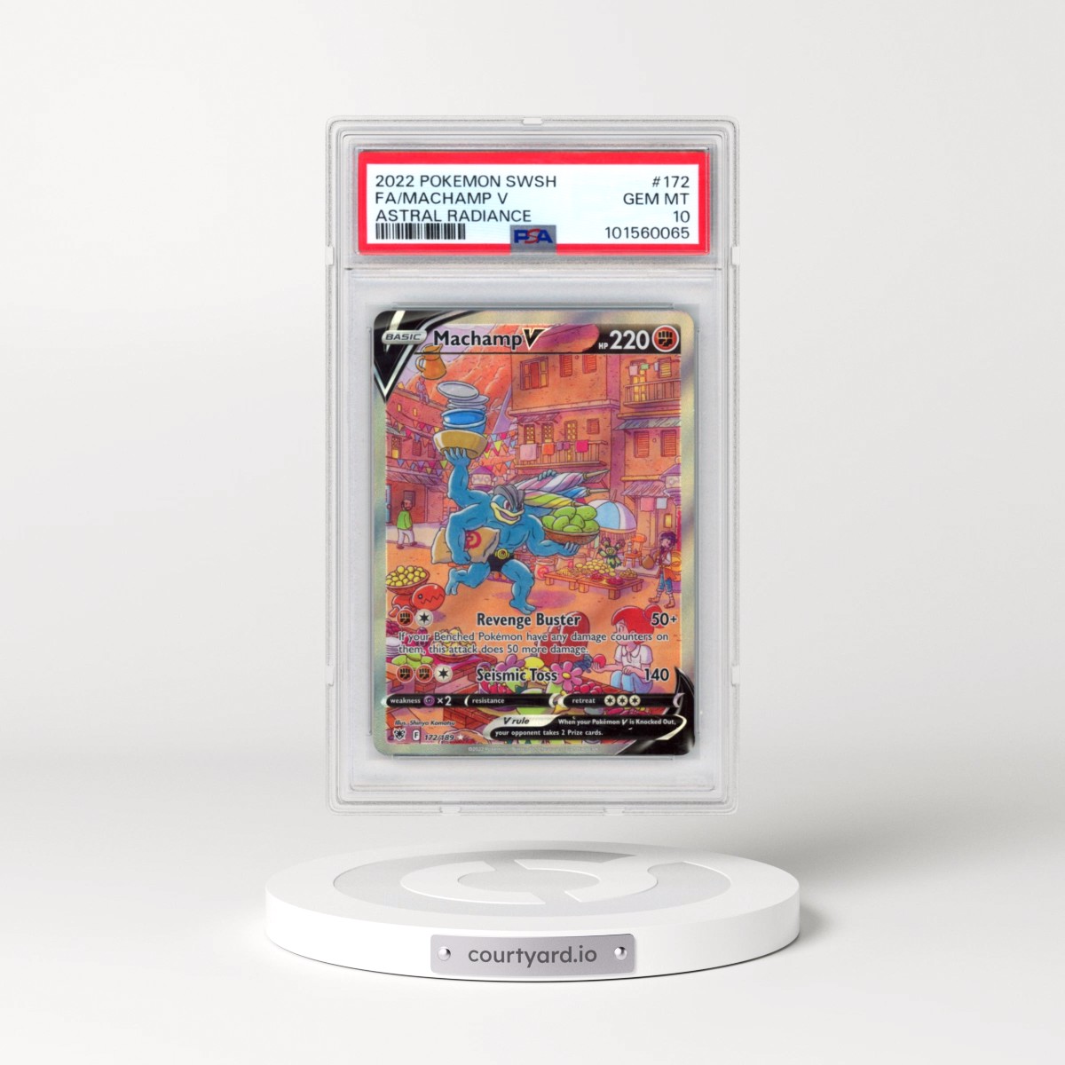 2022 Pokémon Sword & Shield Astral Radiance #172 Machamp V - Holo Full Art (PSA 10 GEM MINT)
