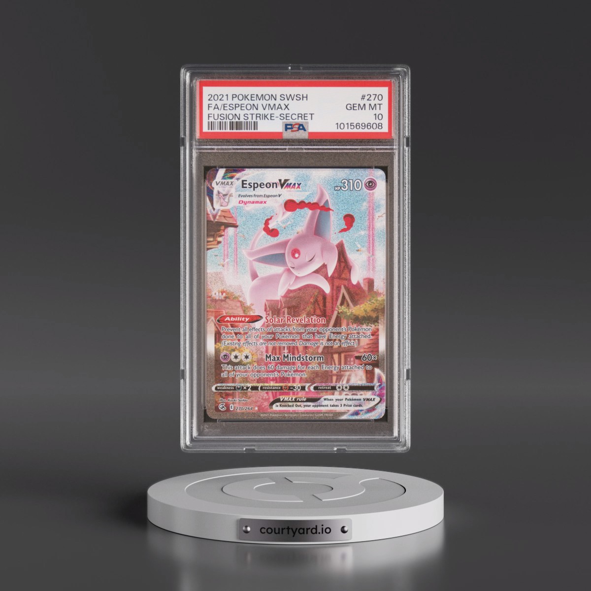 2021 Pokémon Sword & Shield Fusion Strike #270 Espeon Vmax - Full Art Secret (PSA 10 GEM MINT)