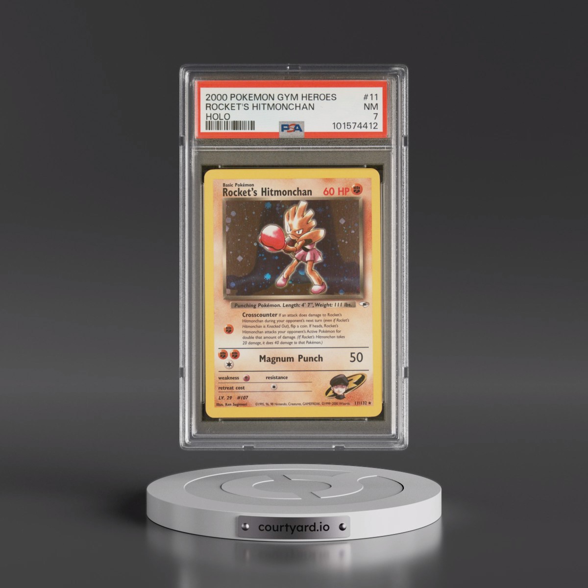2000 Pokémon Gym Heroes #11 Rocket's Hitmonchan - Holo (PSA 7 NM)
