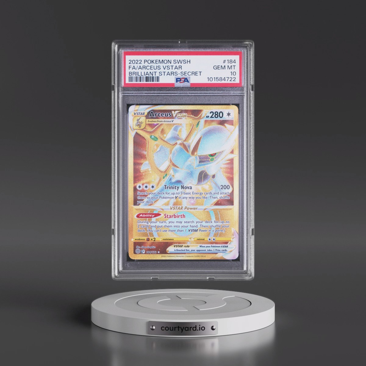2022 Pokémon Sword & Shield Brilliant Stars #184 Arceus Vstar - Full Art Secret (PSA 10 GEM MINT)