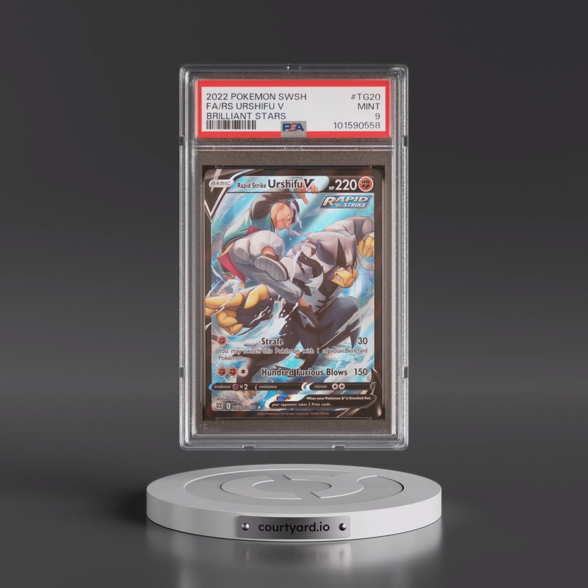 2022 Pokémon Sword & Shield Brilliant Stars #TG20 Rapid Strike Urshifu V - Holo Full Art (PSA 9 MINT)