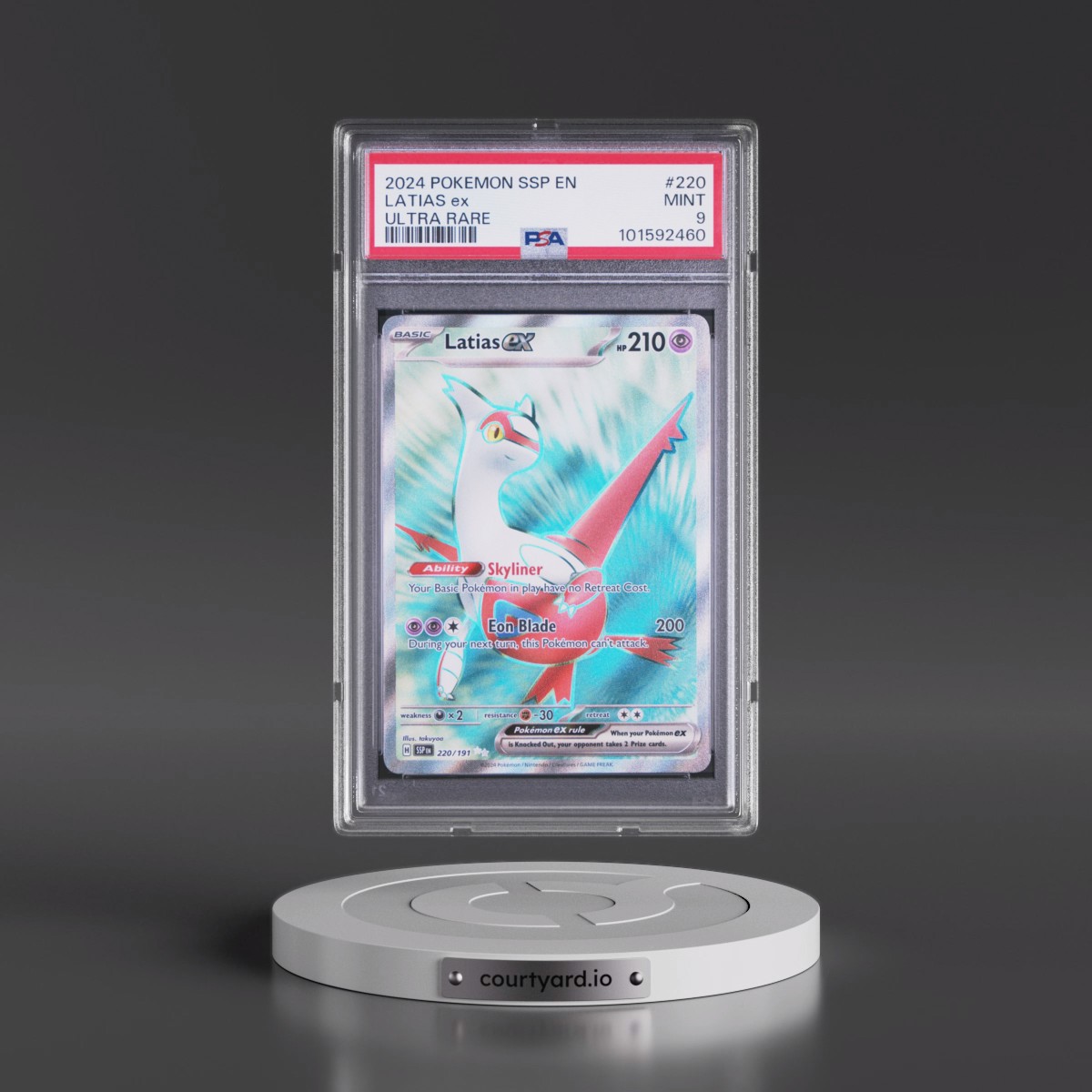 2024 Pokémon Ssp EN-Surging Sparks #220 Latias EX - Holo Ultra Rare (PSA 9 MINT)