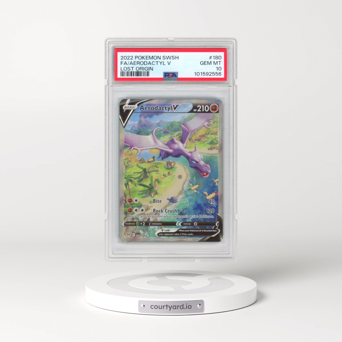 2022 Pokémon Sword & Shield Lost Origin #180 Aerodactyl V - Holo Full Art (PSA 10 GEM MINT)