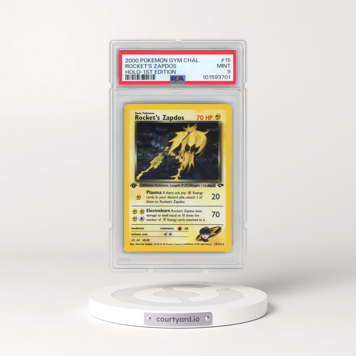2000 Pokémon Gym Challenge #15 Rocket's Zapdos - 1st Edition Holo (PSA 9 MINT)