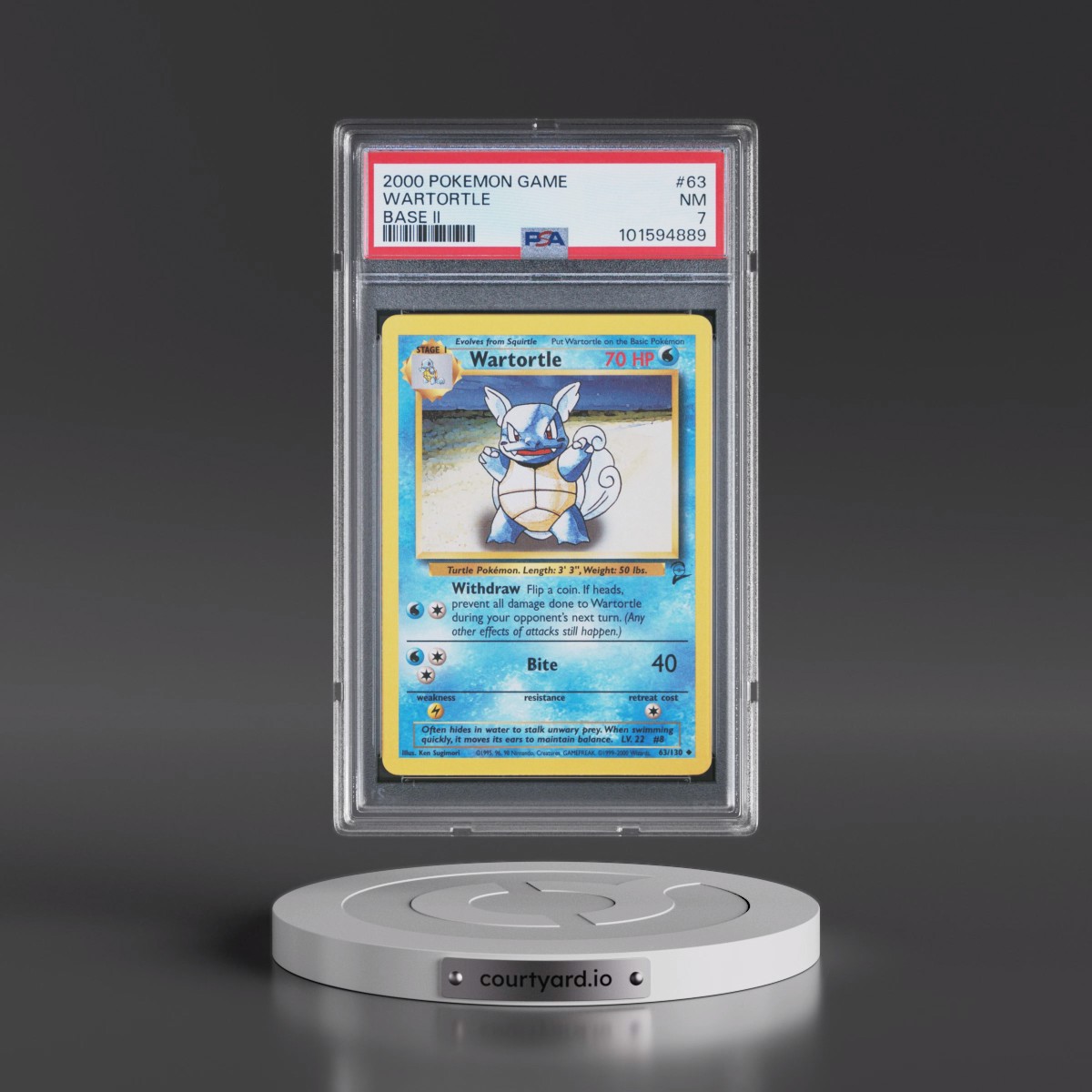 2000 Pokémon Game Base II #63 Wartortle (PSA 7 NM)