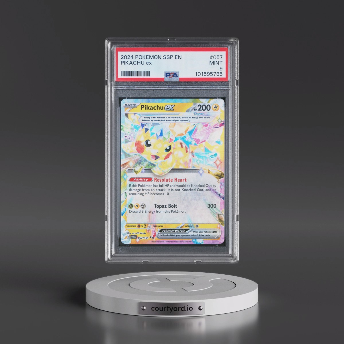2024 Pokémon Ssp EN-Surging Sparks #057 Pikachu EX - Holo (PSA 9 MINT)