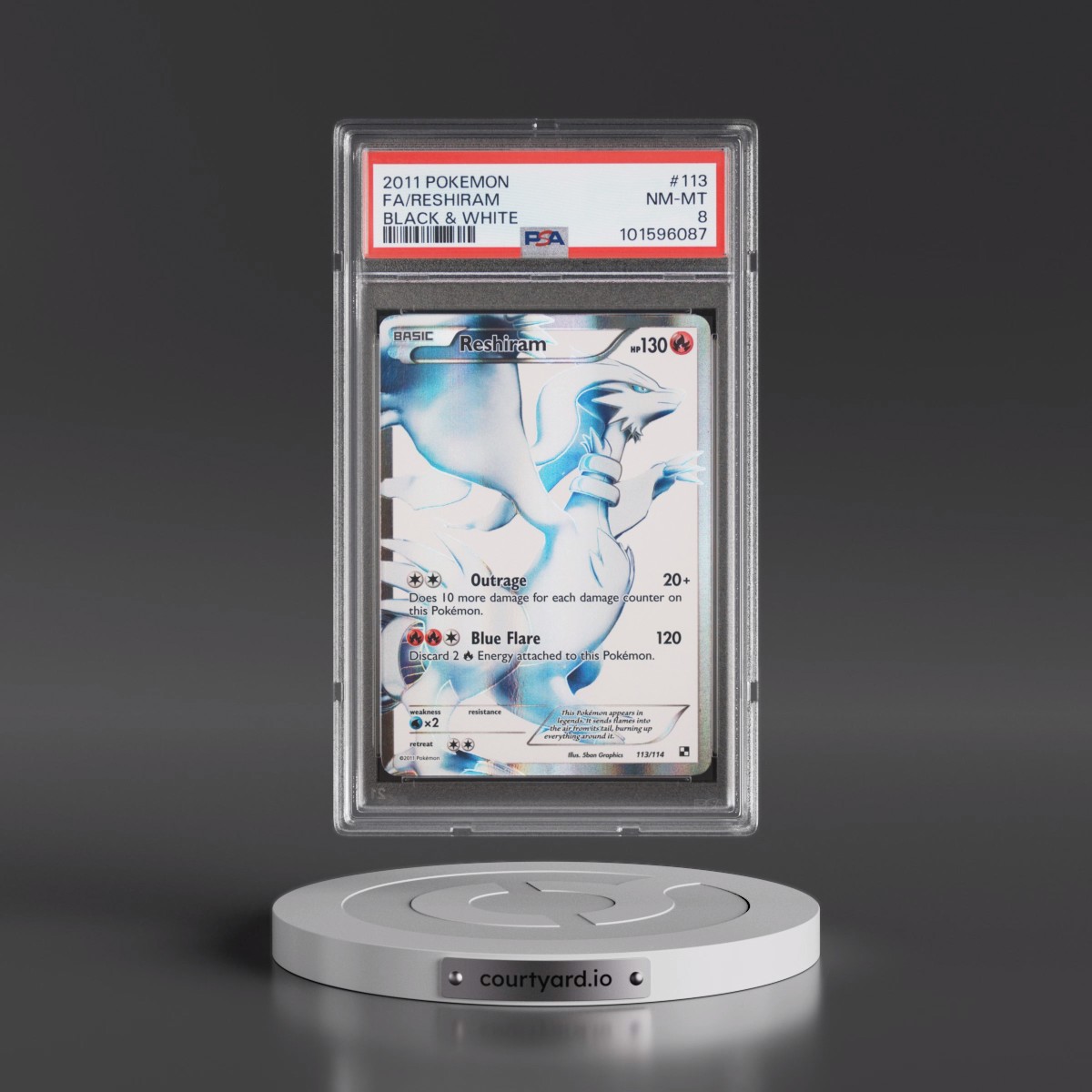 2011 Pokémon Black & White #113 Reshiram - Full Art (PSA 8 NM-MT)
