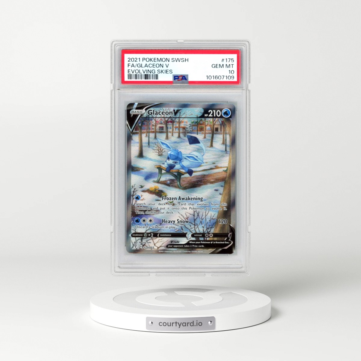 2021 Pokémon Sword & Shield Evolving Skies #175 Glaceon V - Holo Full Art (PSA 10 GEM MINT)