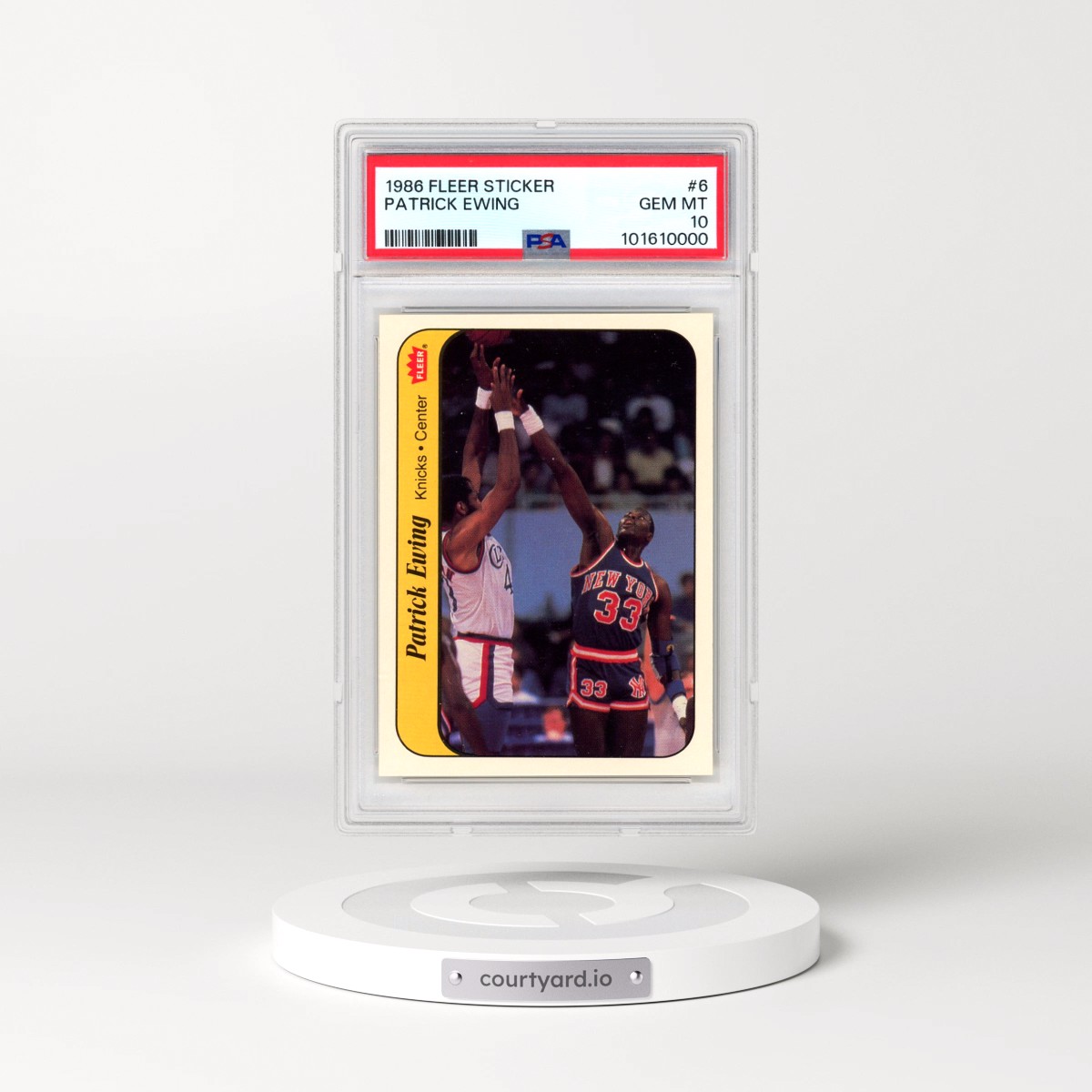 1986 Fleer Sticker #6 Patrick Ewing (PSA 10 GEM MINT)