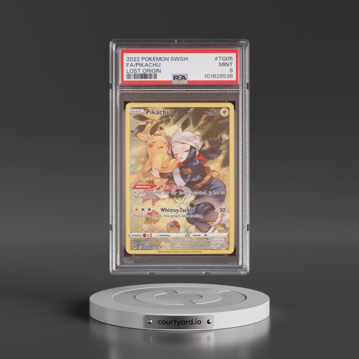 2022 Pokémon Sword & Shield Lost Origin #TG05 Pikachu - Full Art (PSA 9 MINT)