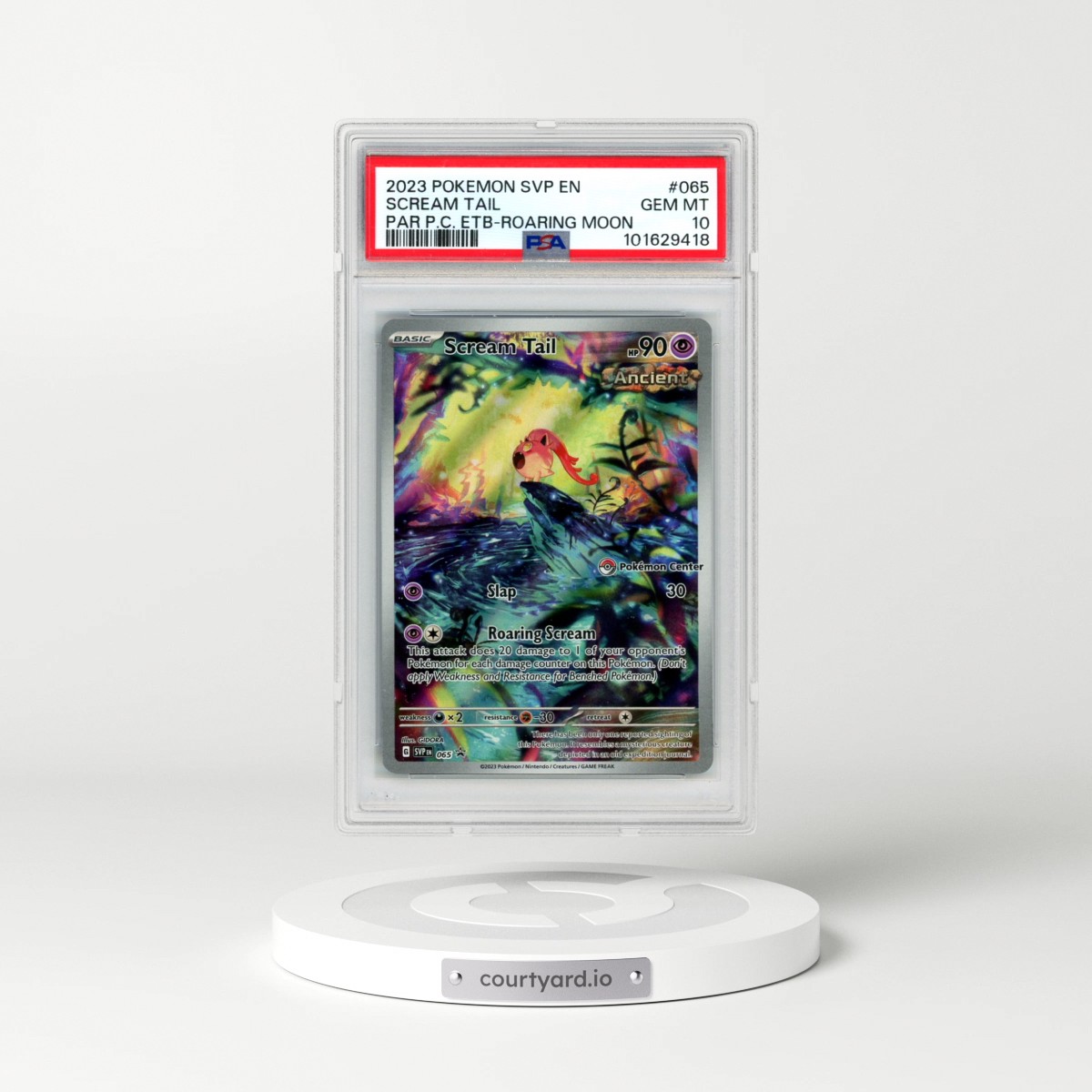 2023 Pokémon Svp EN-SV Black Star Promo #065 Scream Tail - Paradox Rift Pokemon Center Elite Trainer Box-Roaring Moon (PSA 10 GEM MINT)