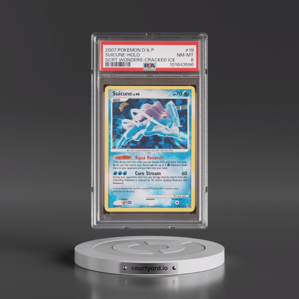 2007 Pokémon Diamond & Pearl Secret Wonders #19 Suicune - Holo Cracked Ice (PSA 8 NM-MT)