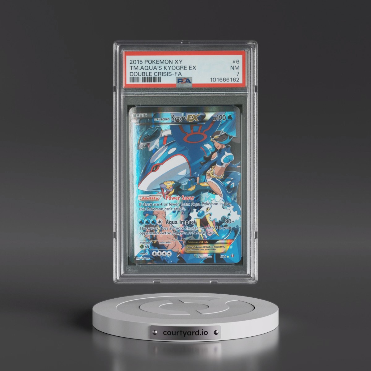 2015 Pokémon XY Double Crisis #6 Team Aqua's Kyogre EX - Holo Full Art (PSA 7 NM)