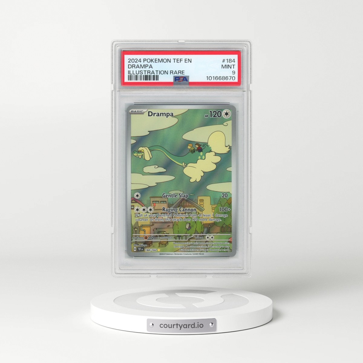 2024 Pokémon Tef EN-Temporal Forces #184 Drampa - Illustration Rare (PSA 9 MINT)