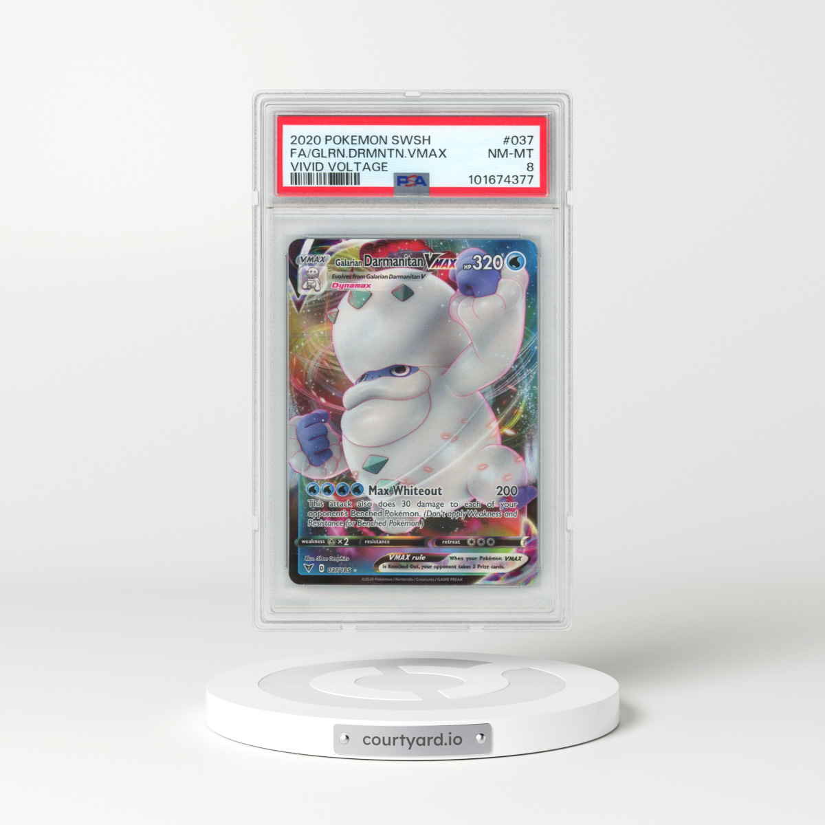 2020 Pokémon Sword & Shield Vivid Voltage #037 Galarian Darmanitan Vmax - Full Art (PSA 8 NM-MT)