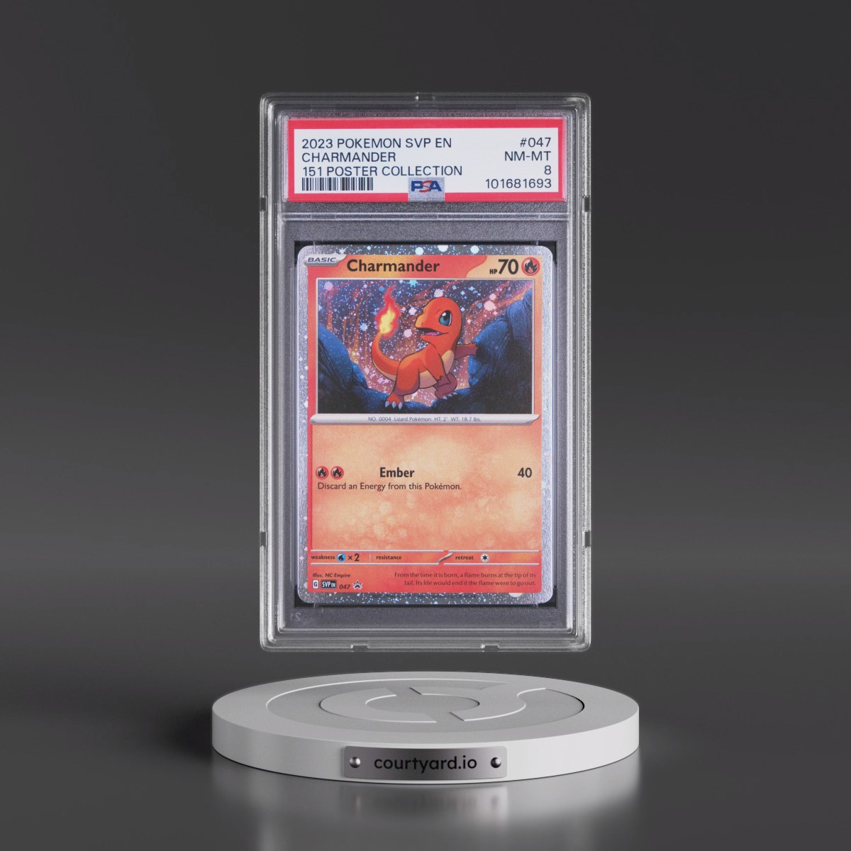 2023 Pokémon Svp EN-SV Black Star Promo #047 Charmander - 151 Poster Collection (PSA 8 NM-MT)