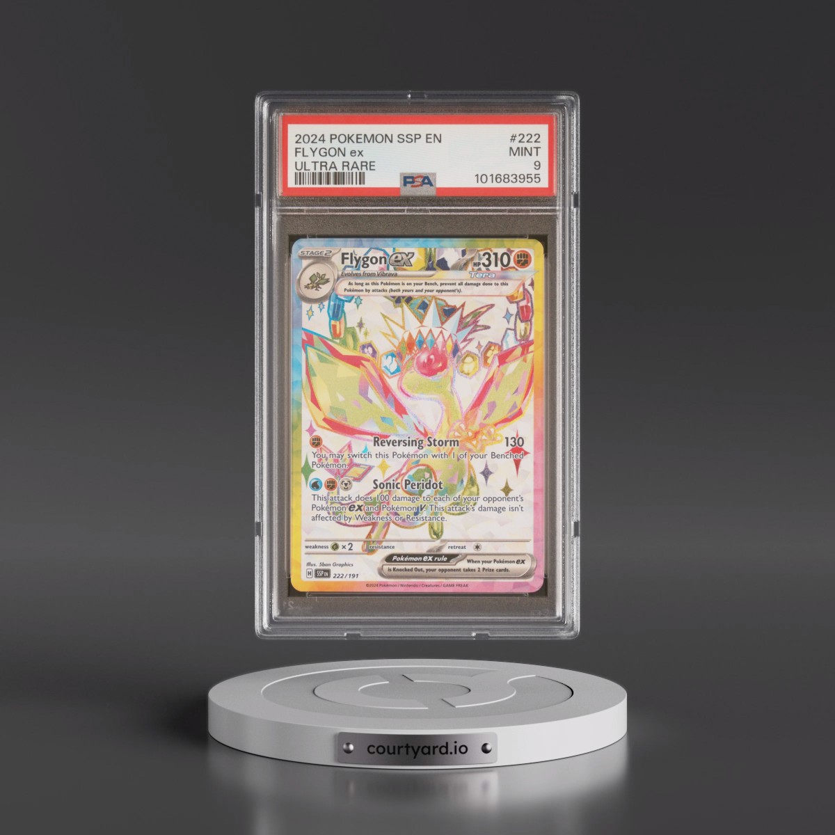 2024 Pokémon Ssp EN-Surging Sparks #222 Flygon EX - Holo Ultra Rare (PSA 9 MINT)