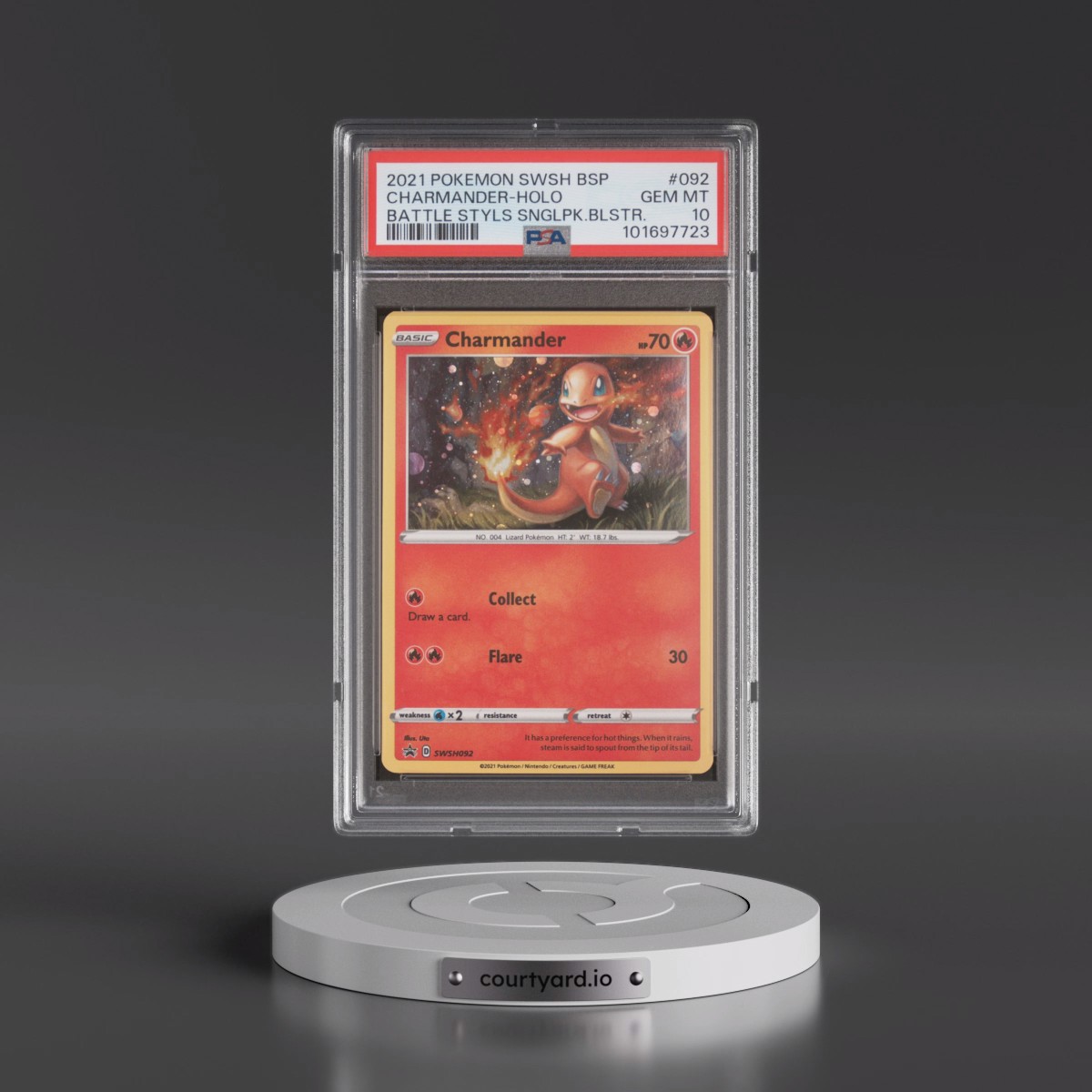 2021 Pokémon Swsh Black Star Promo #092 Charmander - Holo Battle Styles Single Pack Blister (PSA 10 GEM MINT)
