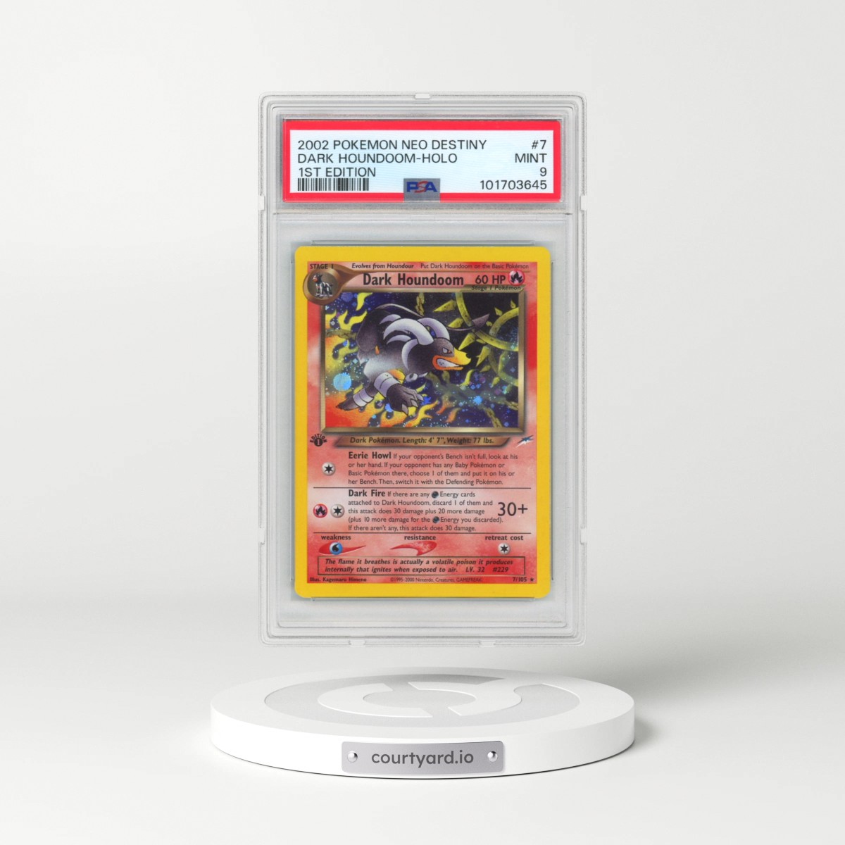 2002 Pokémon Neo Destiny #7 Dark Houndoom - 1st Edition Holo (PSA 9 MINT)