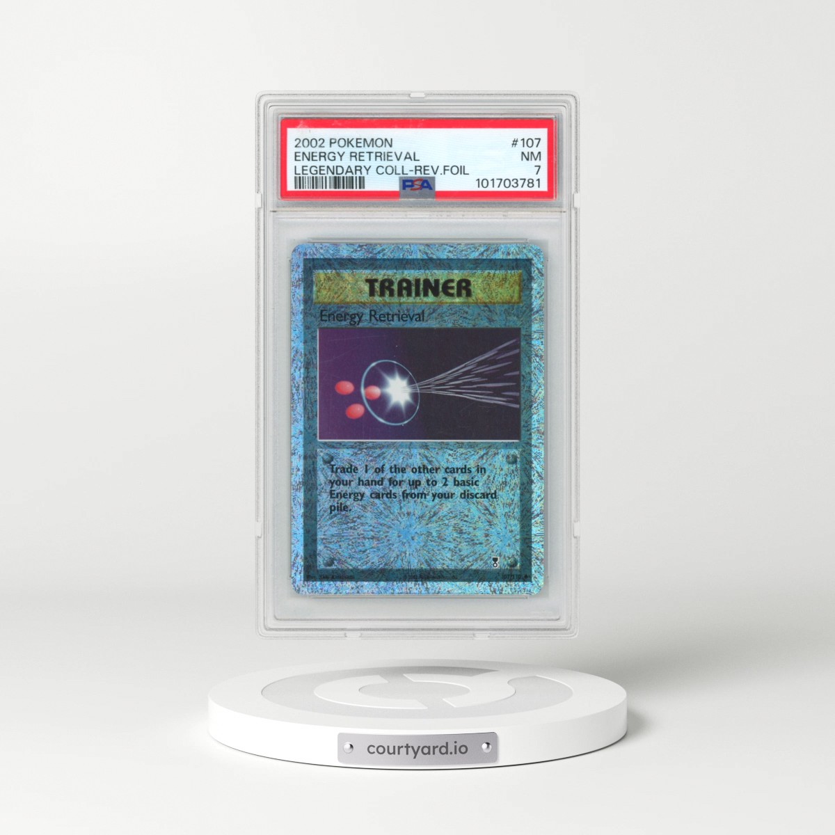 2002 Pokémon Legendary Collection #107 Energy Retrieval - Reverse Foil (PSA 7 NM)