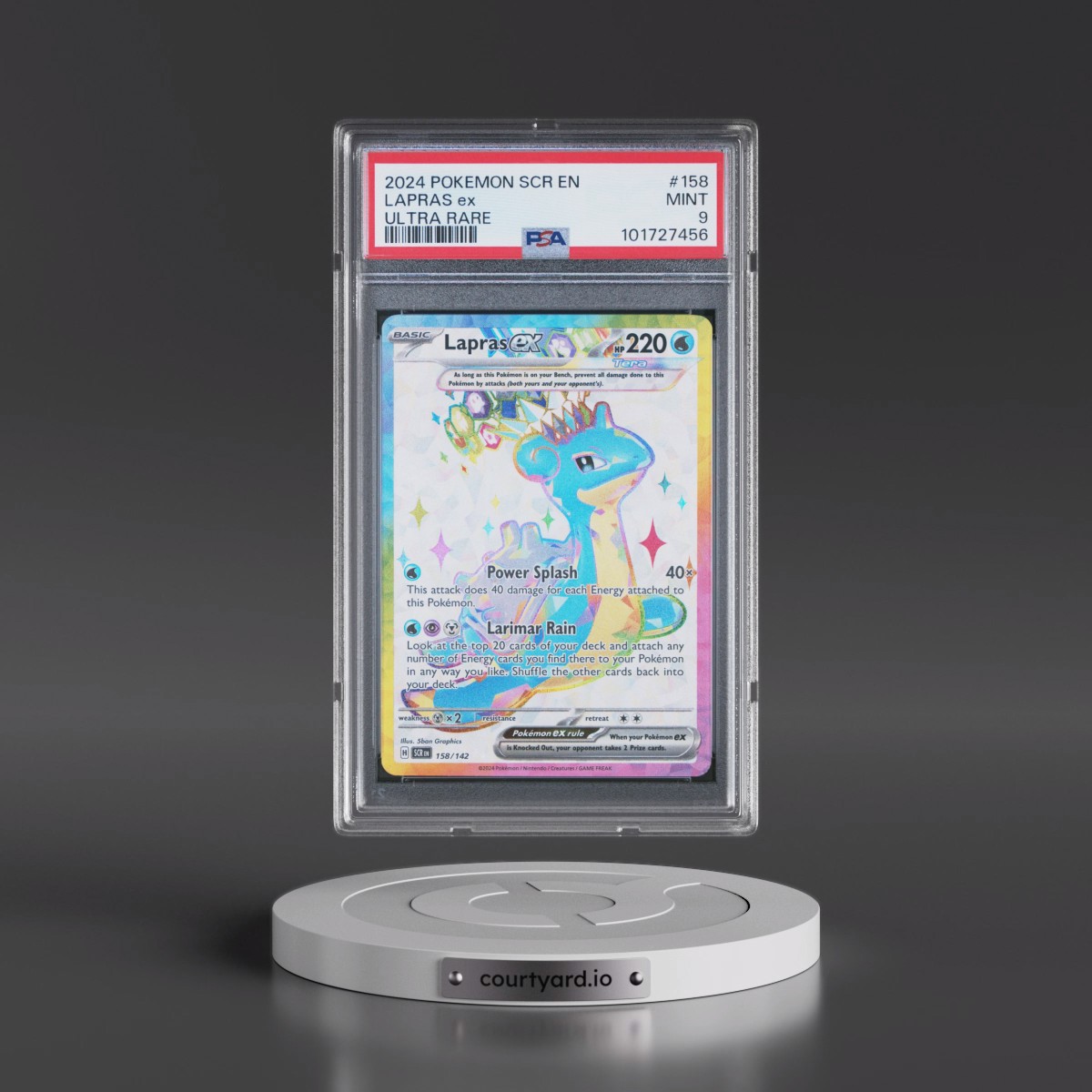 2024 Pokémon Scr EN-Stellar Crown #158 Lapras EX - Holo Ultra Rare (PSA 9 MINT)
