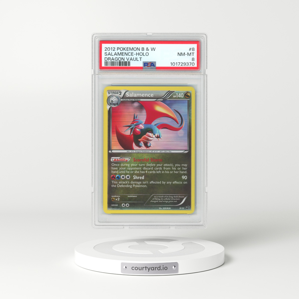 2012 Pokémon Black & White Dragon Vault #8 Salamence - Holo (PSA 8 NM-MT)