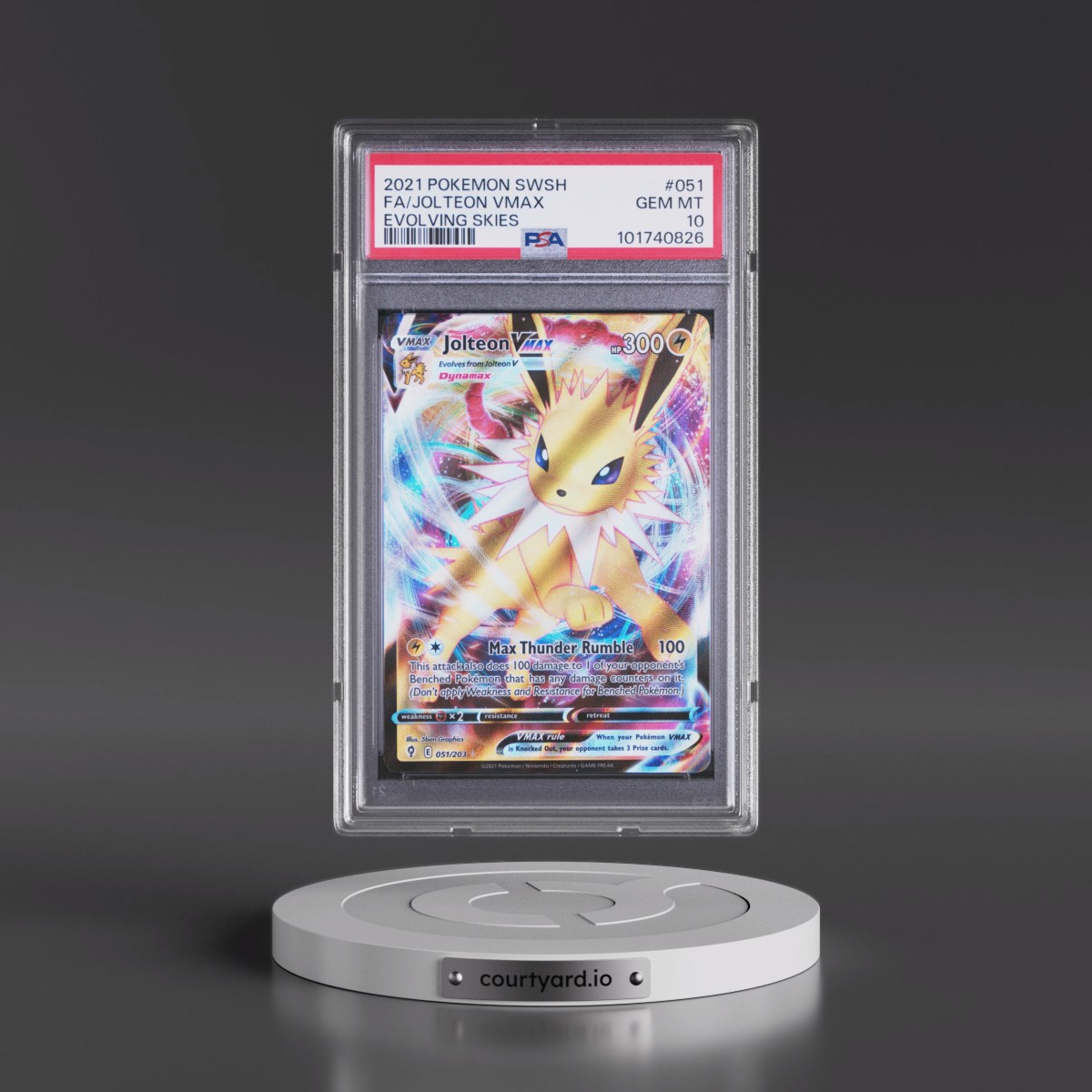 2021 Pokémon Sword & Shield Evolving Skies #051 Jolteon Vmax - Full Art (PSA 10 GEM MINT)